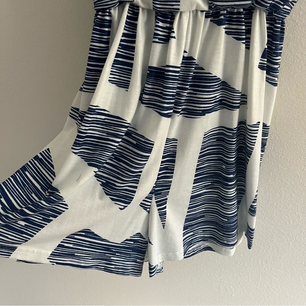Blue & White Shorts Romper - Picture 3 of 6